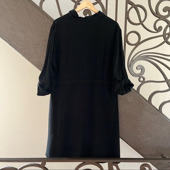 Castro Tie Waist Button Down Shirt Collared Dress With Pockets - Picture 3 of 6